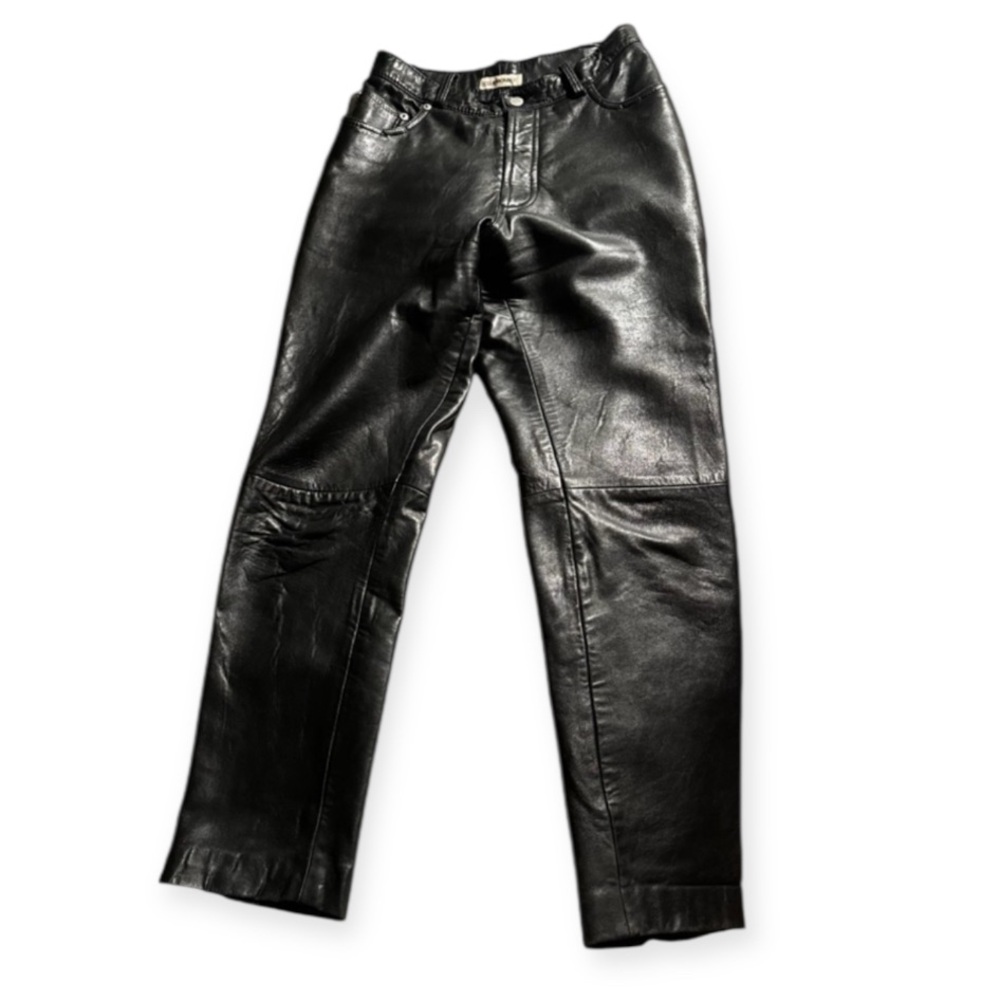 CLUB MONACO Women’s Genuine Leather Vintage Black Zip Fly Pants